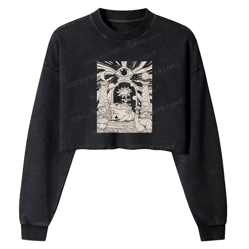 Lunar Serpent Poppy Washed Cropped Sweatshirt