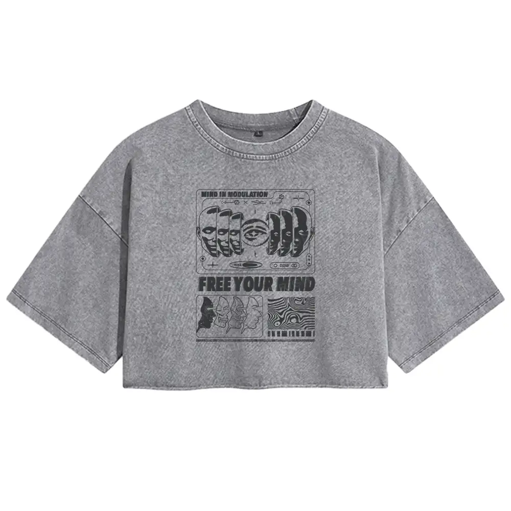 Free Your Mind Washed Crop T-shirt