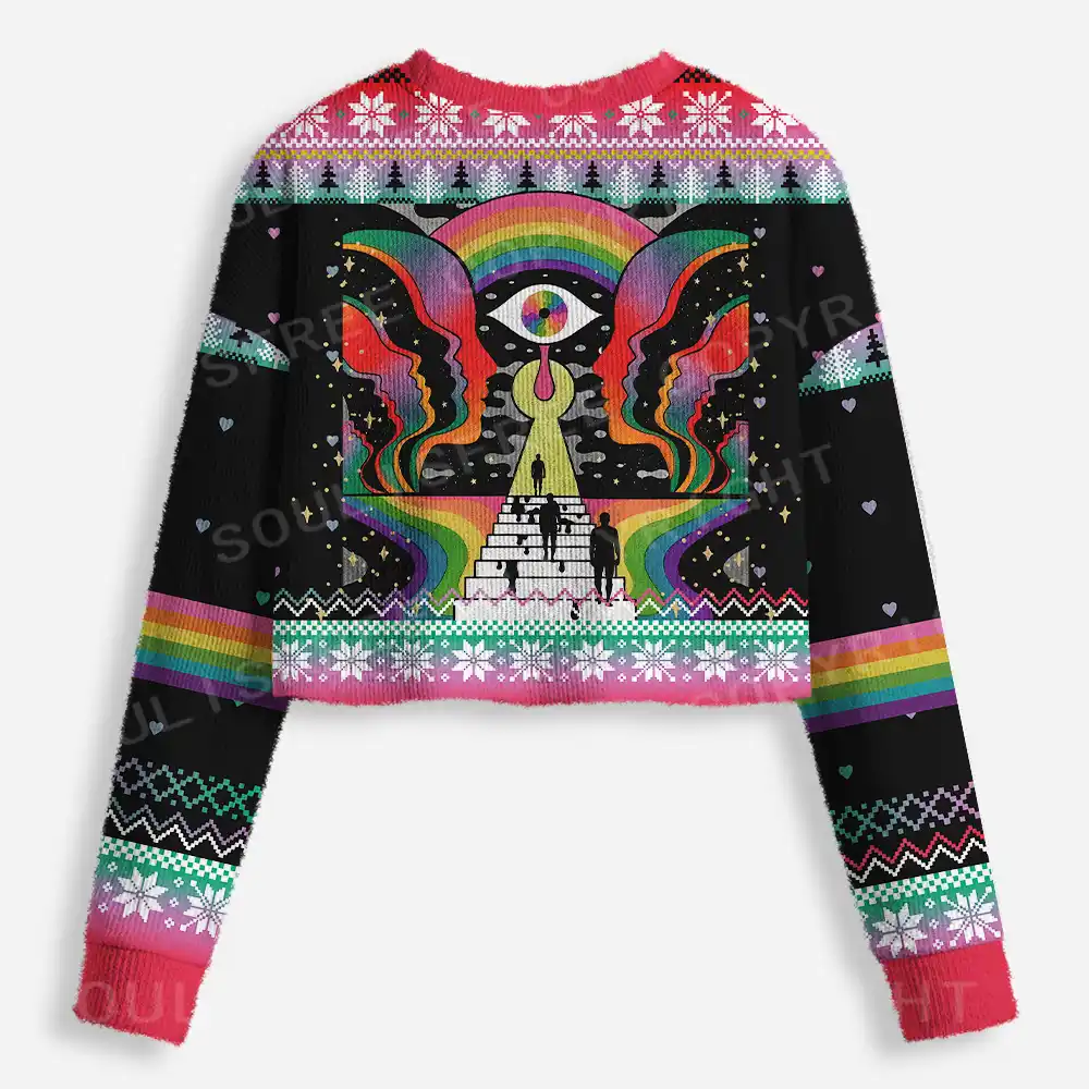 Step Into the Mind Cropped Ugly Christmas Sweater
