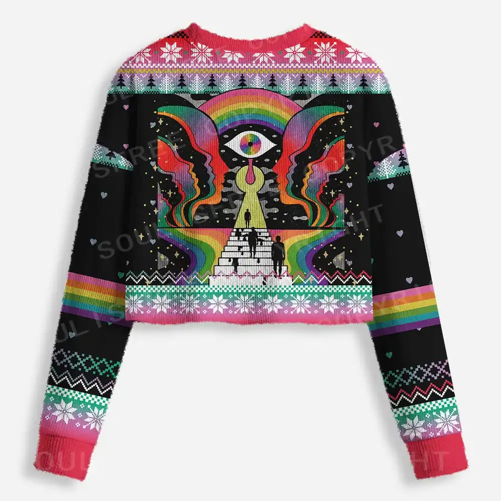 Step Into the Mind Cropped Ugly Christmas Sweater