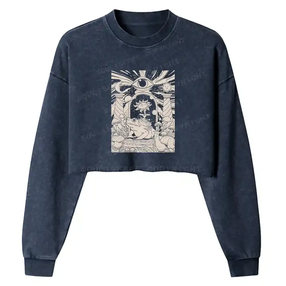 Lunar Serpent Poppy Washed Cropped Sweatshirt