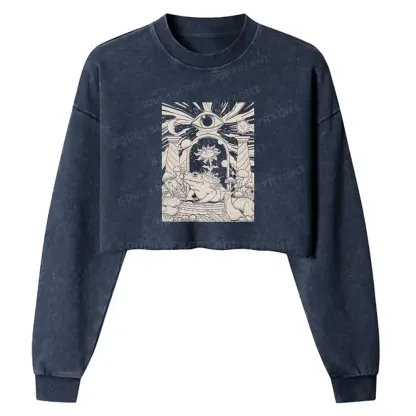 Lunar Serpent Poppy Washed Cropped Sweatshirt