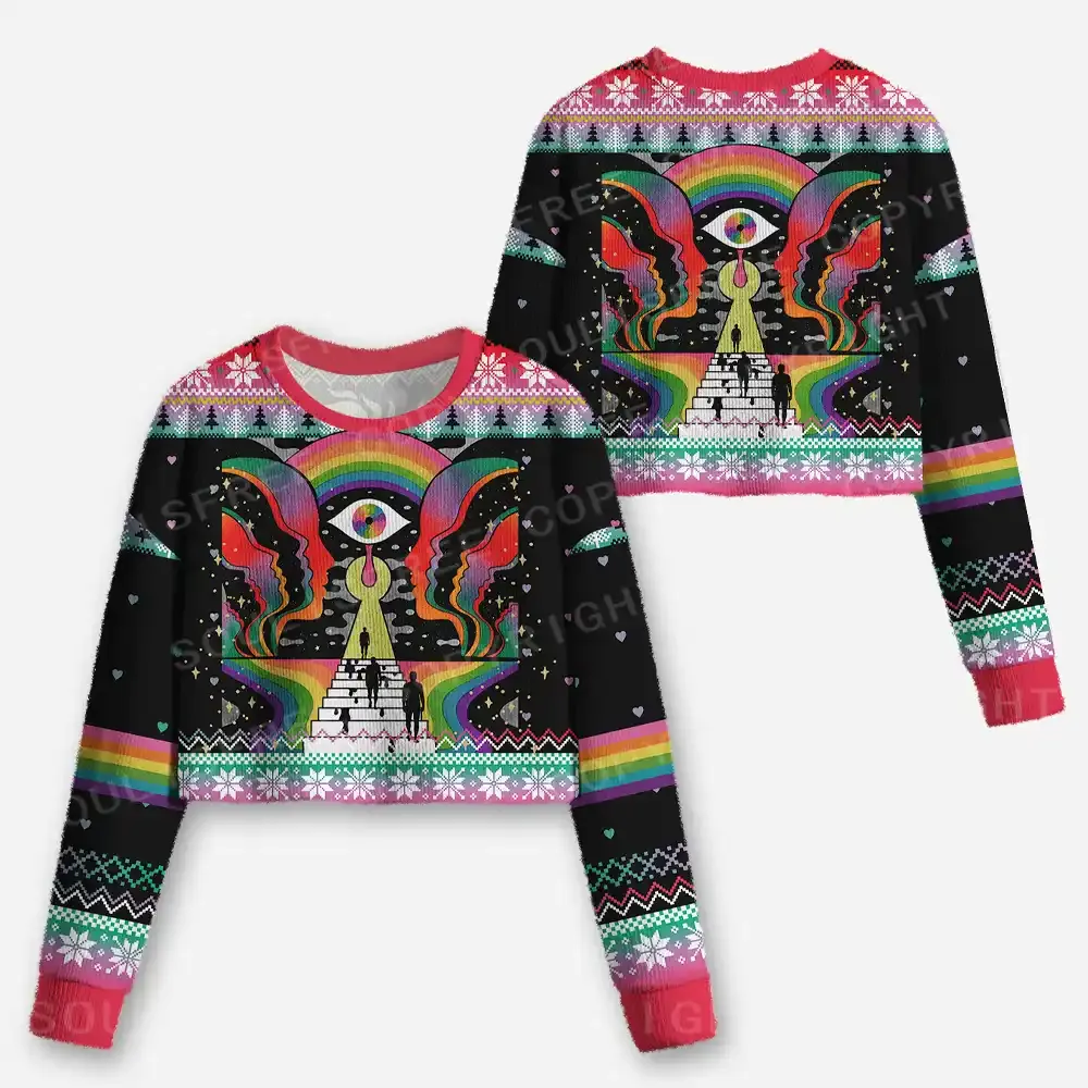 Step Into the Mind Cropped Ugly Christmas Sweater