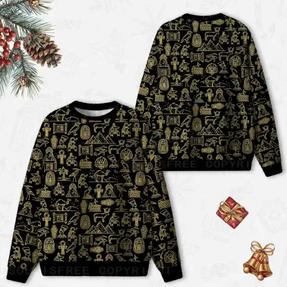 Symbols of the Nile Ugly Christmas Knit Sweatshirt