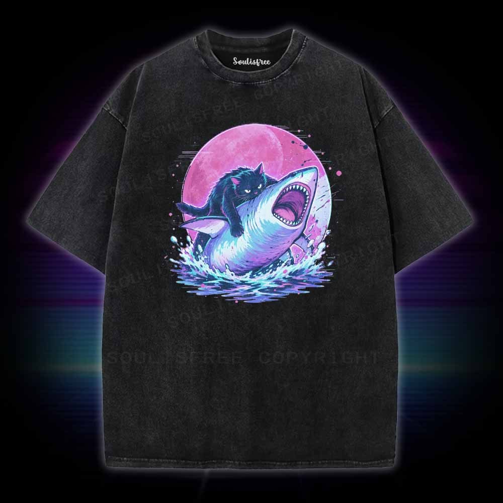 Soulisfree Fat Cat Vs Shark Washed Tee