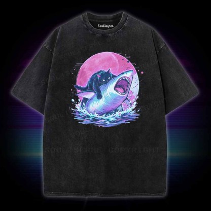Soulisfree Fat Cat Vs Shark Washed Tee