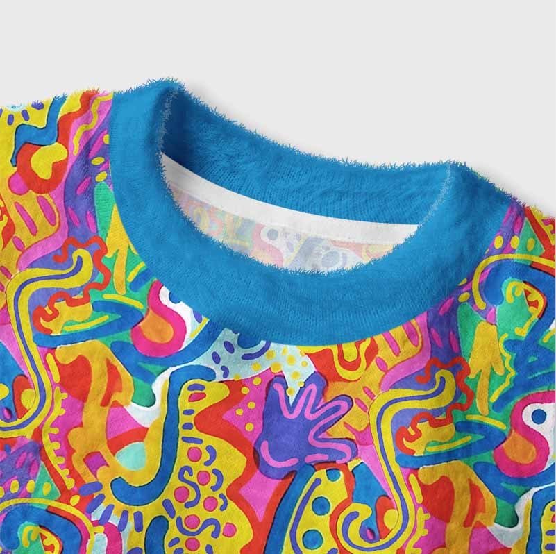 Soulisfree Psychedelic Vibes Women's Fuzzy Crewneck Sweater