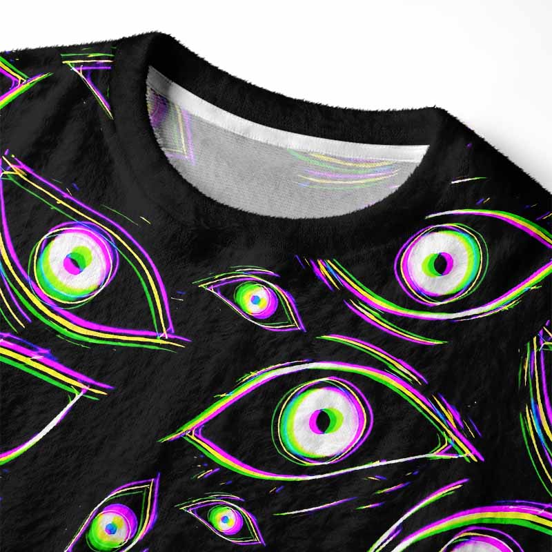 Soulisfree Glitch Vision Fuzzy Crewneck Sweater