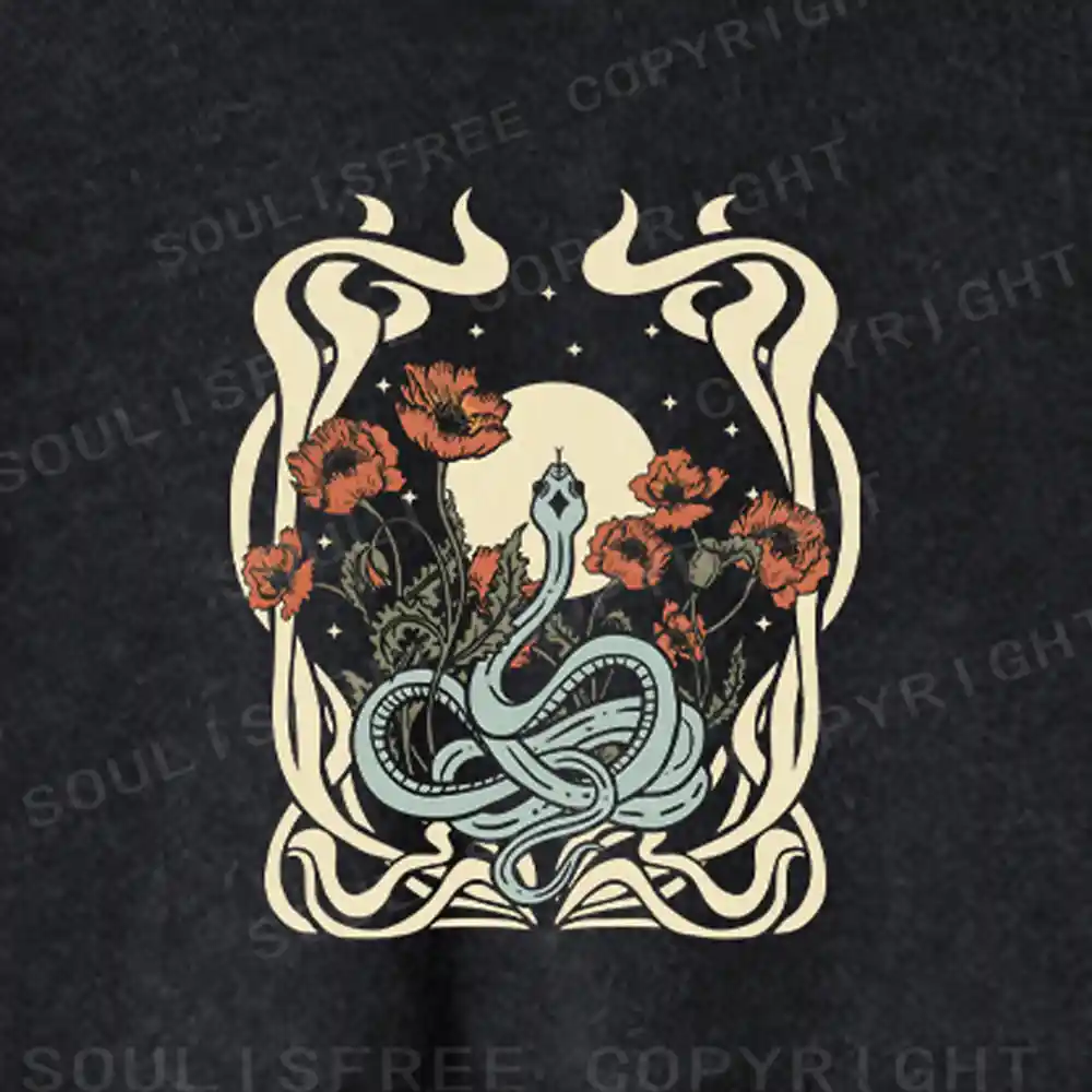 Lunar Serpent Poppy Washed Cropped Sweatshirt