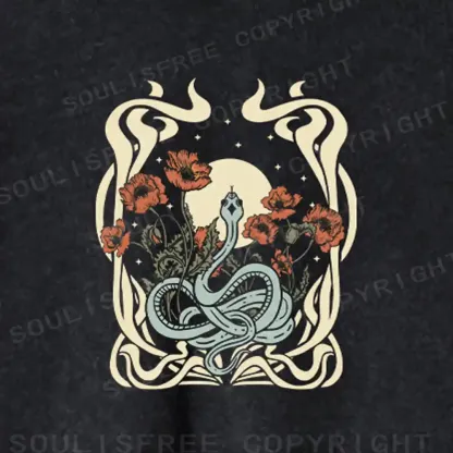 Lunar Serpent Poppy Washed Cropped Sweatshirt