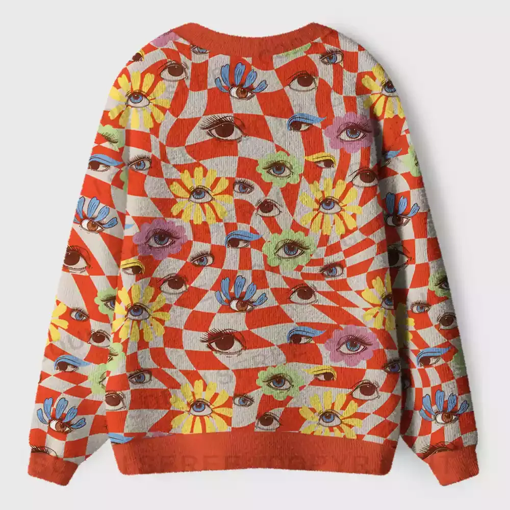 Checkered Ocular Bloom Ugly Cardigan Sweaters 