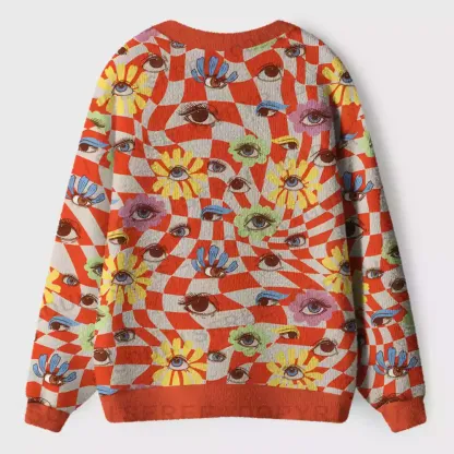 Checkered Ocular Bloom Ugly Cardigan Sweaters 