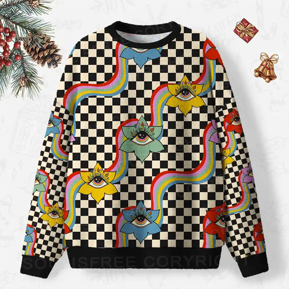 Cosmic Eye Garden Ugly Christmas Knit Sweatshirt