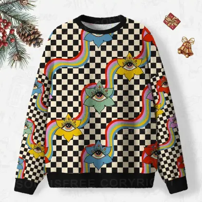 Cosmic Eye Garden Ugly Christmas Knit Sweatshirt