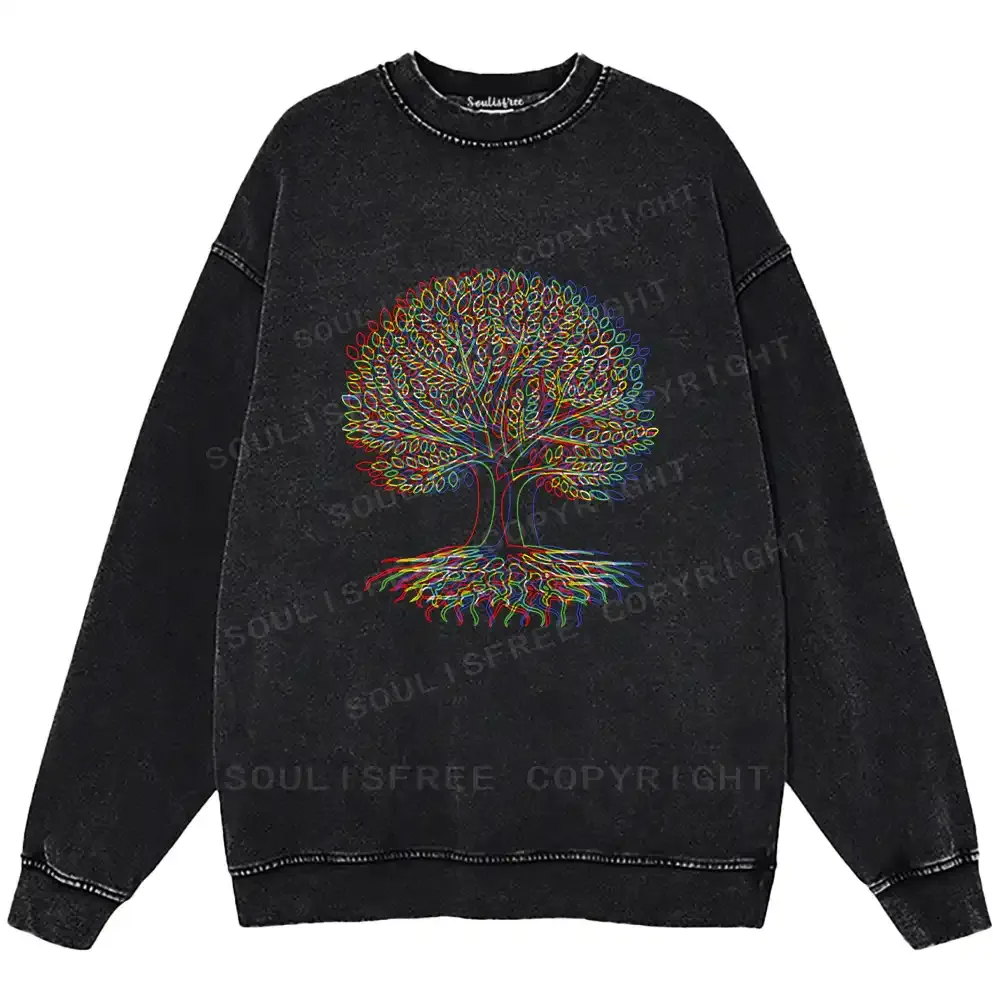 Psychedelic Tree Of Life Washed Sweatshirts