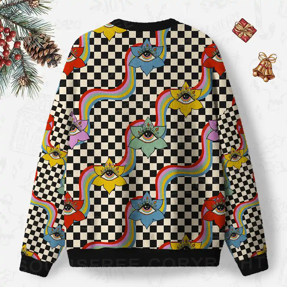 Cosmic Eye Garden Ugly Christmas Knit Sweatshirt