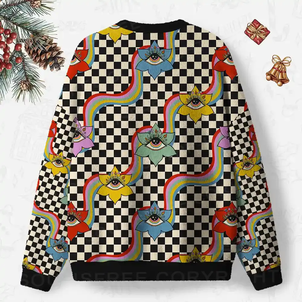 Cosmic Eye Garden Ugly Christmas Knit Sweatshirt