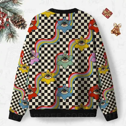 Cosmic Eye Garden Ugly Christmas Knit Sweatshirt