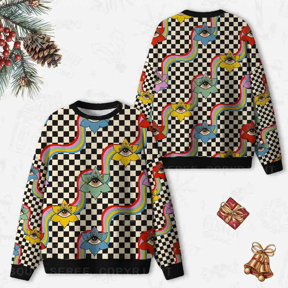 Cosmic Eye Garden Ugly Christmas Knit Sweatshirt
