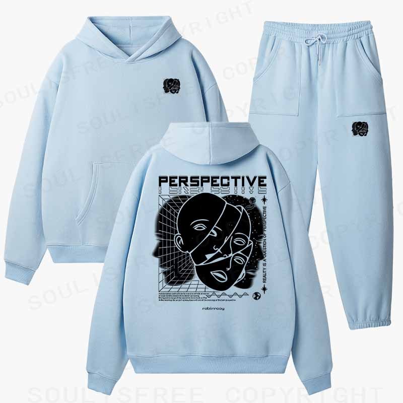 Soulisfree  Fractured Gaze Cognitive Lattice Cotton Fleece Hoodie Set