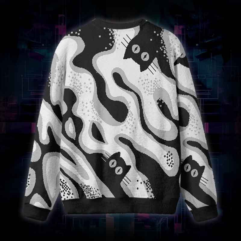 Soulisfree Cats In The Flow Fuzzy Crewneck Sweater