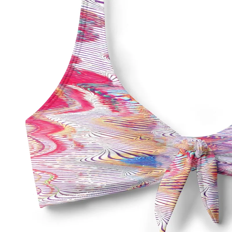 Soulisfree Trippy Liquid Swirl Glitch Bow Bikini