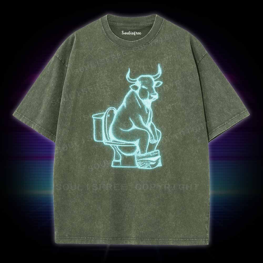 Soulisfree Bull on Toilet  Washed Tee