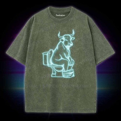 Soulisfree Bull on Toilet  Washed Tee