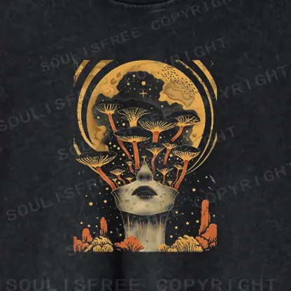 Lunar Surface Mushroom Washed Cropped Sweatshirt