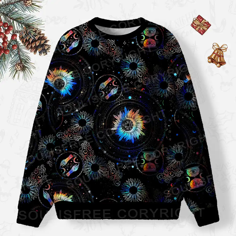 Galactic Whirl Ugly Christmas Knit Sweatshirt
