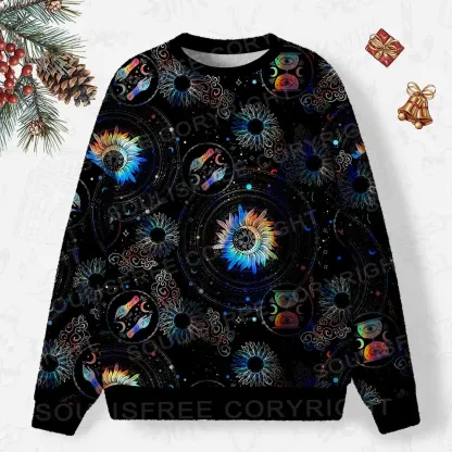 Galactic Whirl Ugly Christmas Knit Sweatshirt