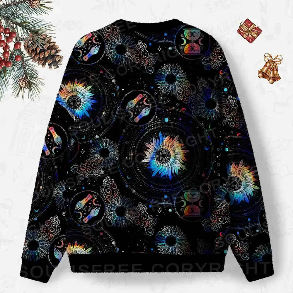 Galactic Whirl Ugly Christmas Knit Sweatshirt
