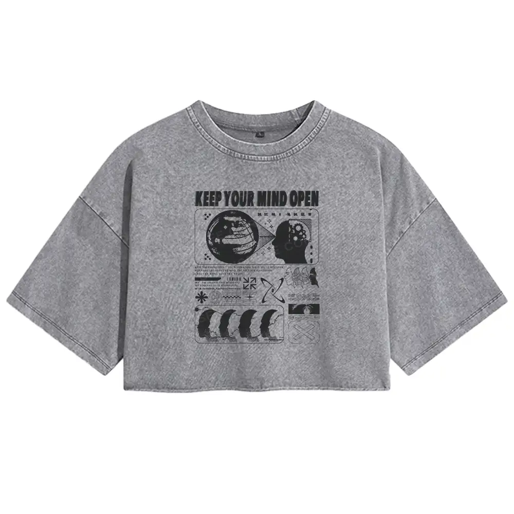 Keep Your Mind Open Washed Crop T-shirt