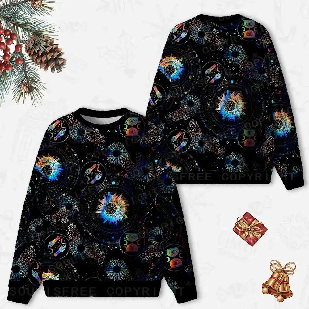 Galactic Whirl Ugly Christmas Knit Sweatshirt