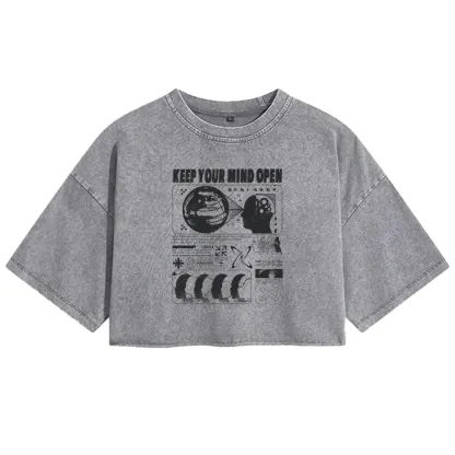 Keep Your Mind Open Washed Crop T-shirt