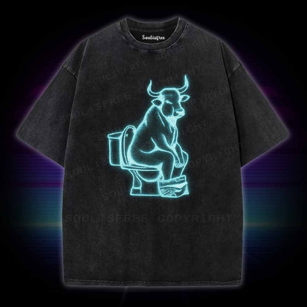 Soulisfree Bull on Toilet  Washed Tee