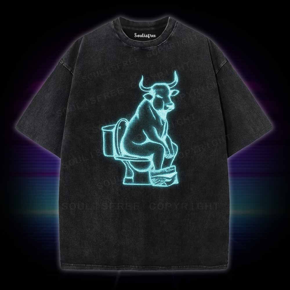Soulisfree Bull on Toilet Washed Tee