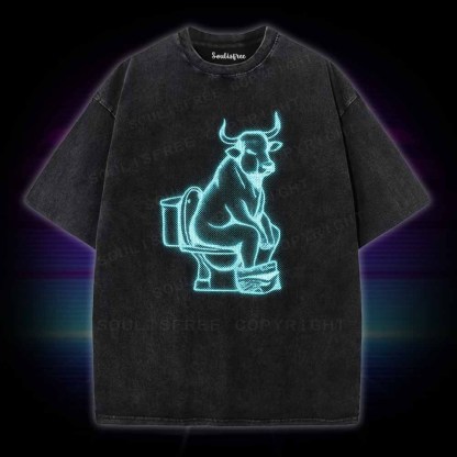 Soulisfree Bull on Toilet  Washed Tee