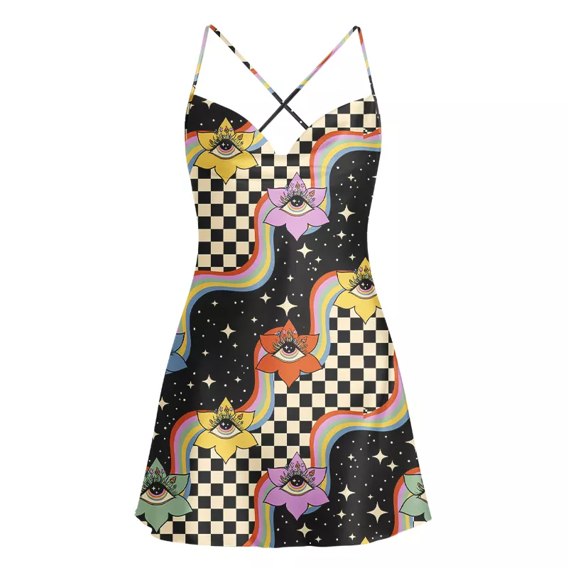 Soulisfree Vision Trip Satin Mini Dress