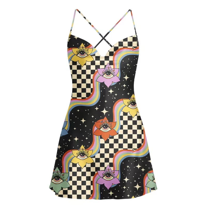 Soulisfree Vision Trip Satin Mini Dress