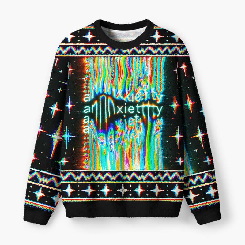 Soulisfree Glitching Emotions Fuzzy Crewneck Sweater