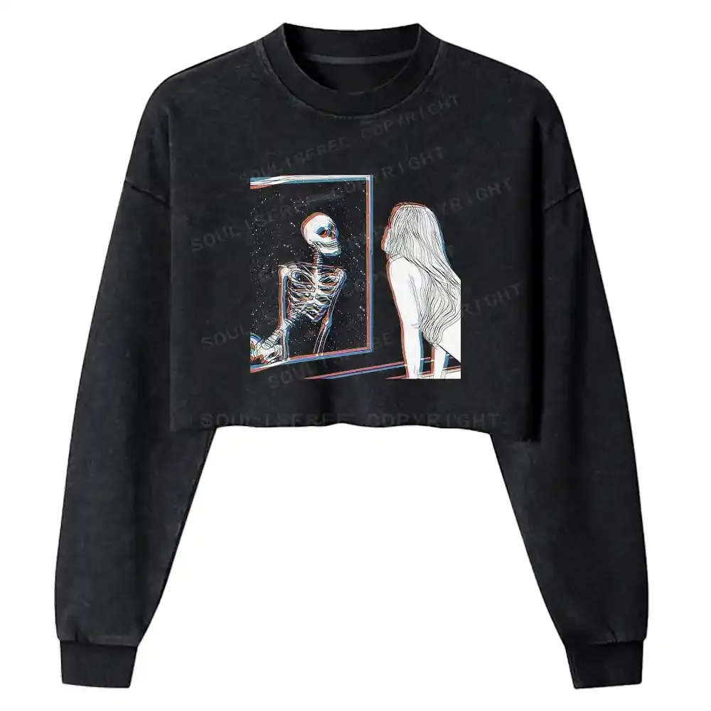 Dual Realm Mirror Washed Cropped Sweatshirt
