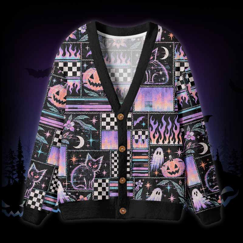 Soulisfree Midnight Mischief Fuzzy Cardigan Sweater 