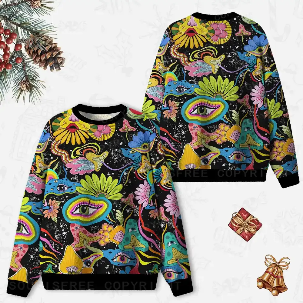 Psychic Intuition Occult Ugly Christmas Knit Sweatshirt