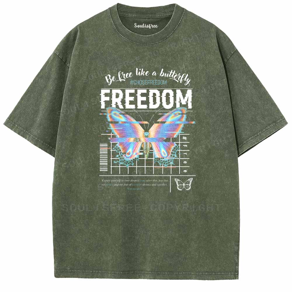 Soulisfree  Be Free Like A Butteifly Washed Tee