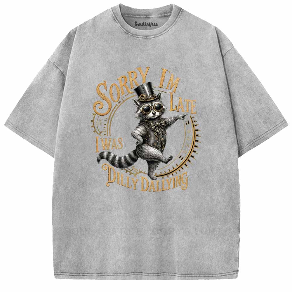 Soulisfree Sorry I'm Late I Was Dilly Dallying Washed Tee