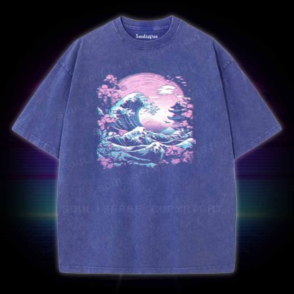 Soulisfree Synthwave Traditional Japanese Wave Washed Tee