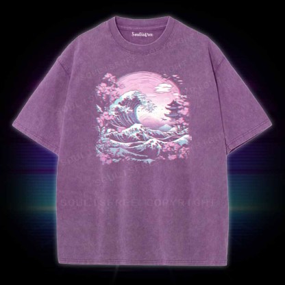 Soulisfree Synthwave Traditional Japanese Wave Washed Tee