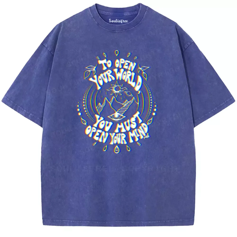 Soulisfree  TO OPEN YOUR WORLD Washed Tee