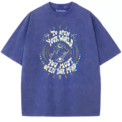 Soulisfree  TO OPEN YOUR WORLD Washed Tee
